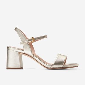 Brand New COLE HAAN JOSIE BLOCK HEEL SANDALS Gold